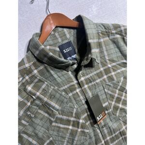 NWTS 5.11 Tactical Silver Wood Plaid Flannel Shirt Mens XXL Green Button Up L/S